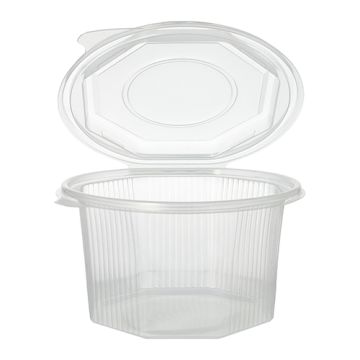 Verpackungsbecher mit Klappdeckeln, PP 8-eckig 1 l 8,3 cm x 13 cm x 13 cm transparent