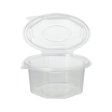 Verpackungsbecher mit Klappdeckeln, PP 8-eckig 500 ml 5,6 cm x 11 cm x 11 cm transparent