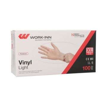 "WORK-INN" Handschuhe, Vinyl gepudert "Light" transparent Größe XL