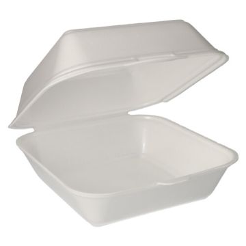 Hamburger-Boxen mit Klappdeckel, XPS 11 cm x 20 cm x 20 cm weiss laminiert XXL