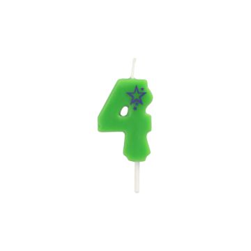 Zahlenkerze, Mini 6,8 cm grün "4"