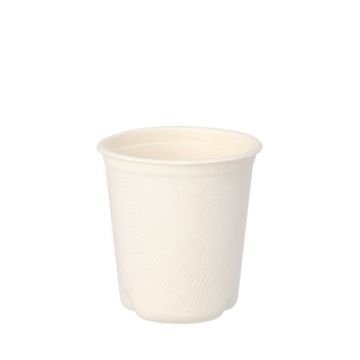 Trinkbecher Zuckerrohr "pure" 0,1 l Ø 6,3 cm · 6,5 cm weiss für Heißgetränke