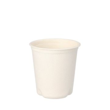 Trinkbecher Zuckerrohr "pure" 0,1 l Ø 6,3 cm · 6,5 cm weiss für Heißgetränke