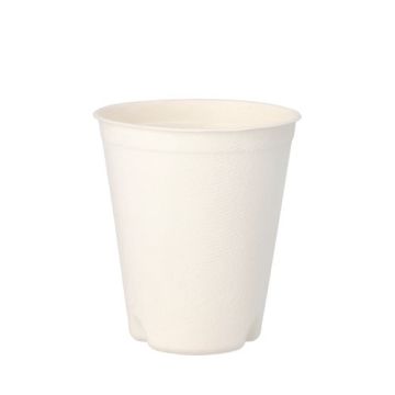 Trinkbecher Zuckerrohr "pure" 0,3 l Ø 9 cm · 10 cm weiss für Heißgetränke