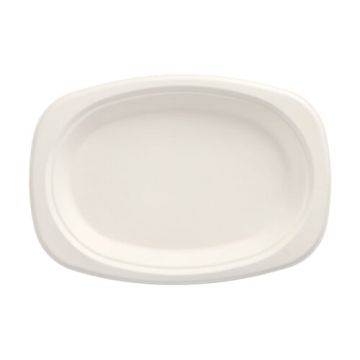 Teller, Zuckerrohr "pure" oval 23 cm x 16 cm x 2 cm weiss