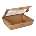 Feinkostboxen, Pappe mit Sichtfenster aus PLA "pure" eckig 1000 ml 15 x 19,5 cm x 4,5 cm braun "100% Fair" - Bild 1 thumbnail