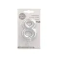 Zahlenkerze mit Halter 7 cm silber "8" - Bild 2 thumbnail